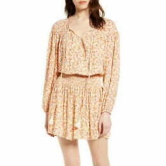 SMOCKED WAIST DITSY FLORAL TASSEL BOHO MINI DRESS SIZE M - Picture 4 of 10